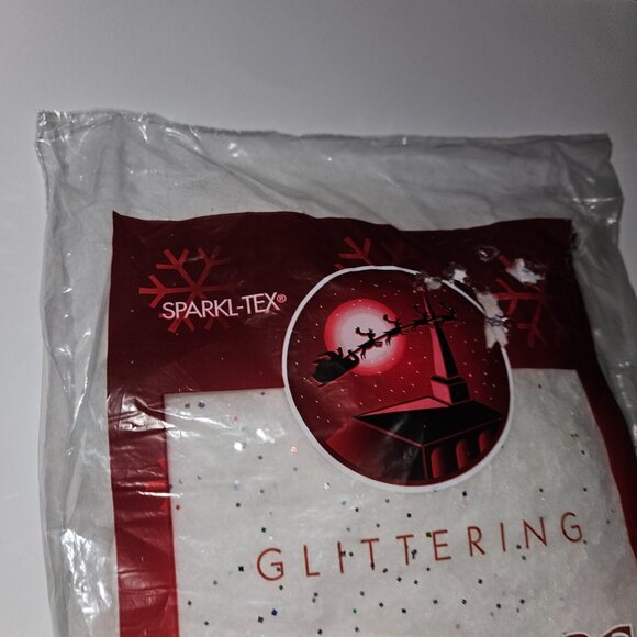 NOS Sparkl-Tex Glittering Christmas Tree Skirt 58" Diameter (in 2 pieces) White - Picture 2 of 6
